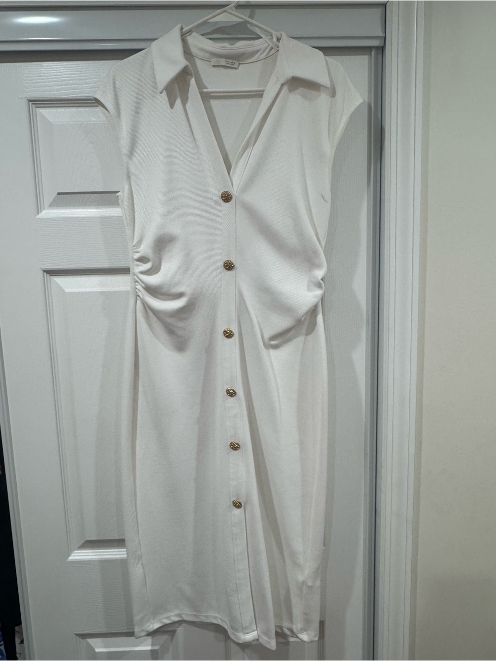 Zara Piqu White Midi Dress